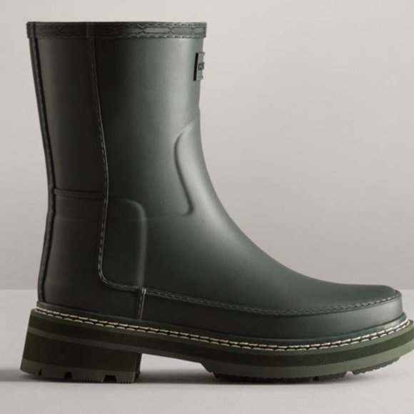 Hunter Shoes - Refined Stitch Deep Green Hunter Rain Boots